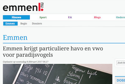 Emmen.nu: particuliere havo en vwo voor paradijsvogels